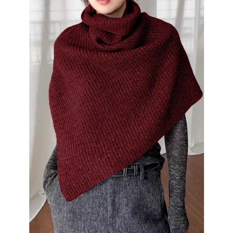 Women High Collar Knitted Neck Warmer Winter Open Front Cowl Scarf Fashion Layered Cape Neck Wrap Warm Knit Snood