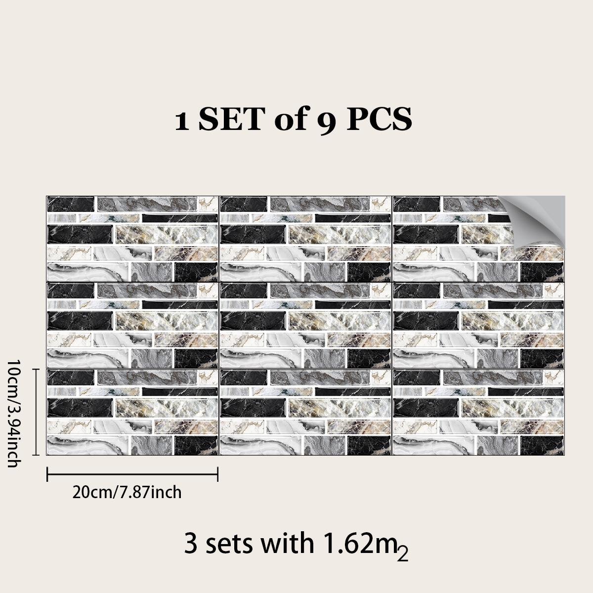 

Kitchen Oil-Proof Sticker Simulation Marble Crystal Floor Wallpaper Bathroom Renovation Old House Renovation Self-Adhesive Tile Sticker 20*10*9pcs