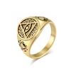 Ancient Egyptian Vintage Aged Eye of Horus Titanium Steel Ring for Mens Gold Fashion Jewellery