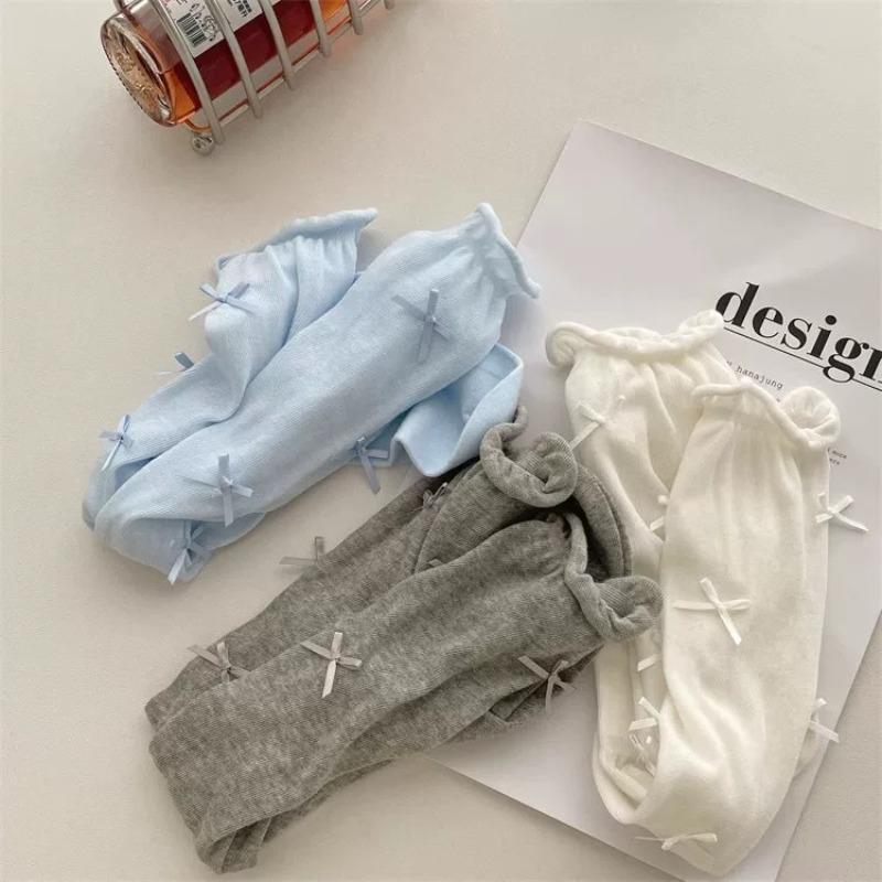 Ballet-style Calf Socks, Thin Socks for Girls, Pure and Simple Bow Lolita Long Tube Sweet Pile Socks