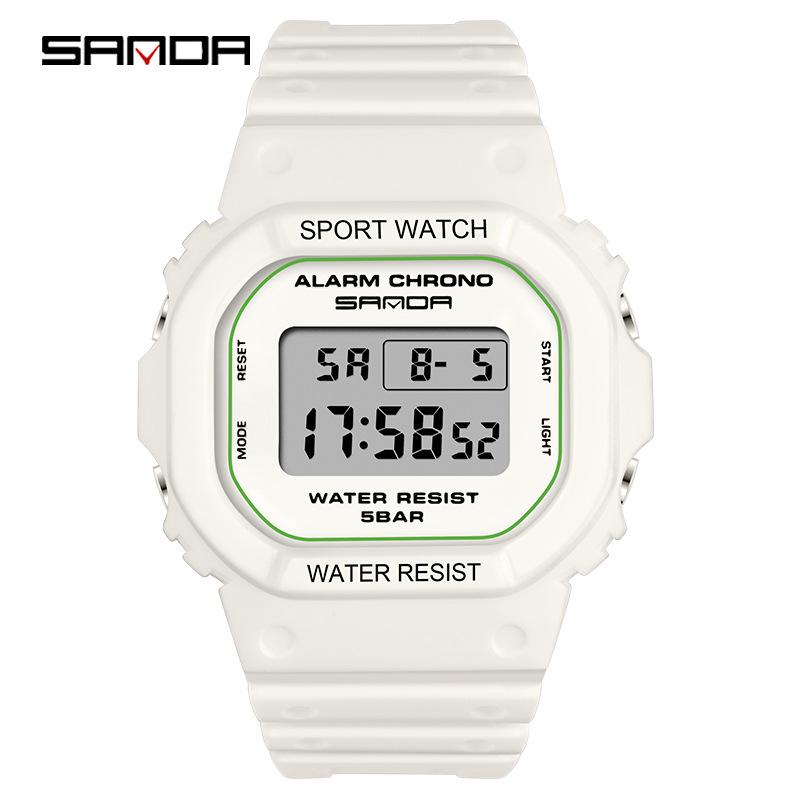 Sanda Square Multifunctional Waterproof Luminous Sports Watch for Men & Women - Fashionable Student Wristwatch