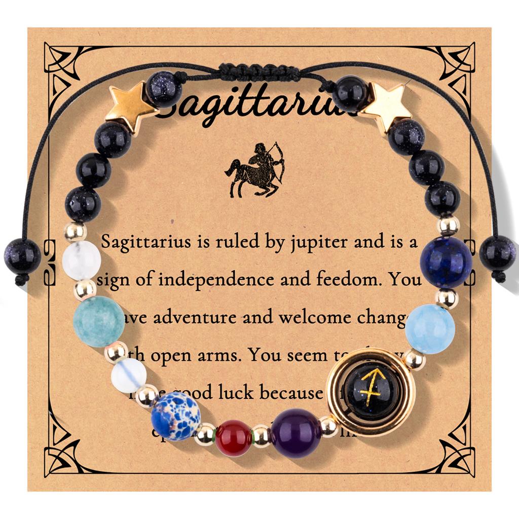 12 constellations woven adjustable bracelet gold beads star constellation symbol pendant eight planets planet bracelet