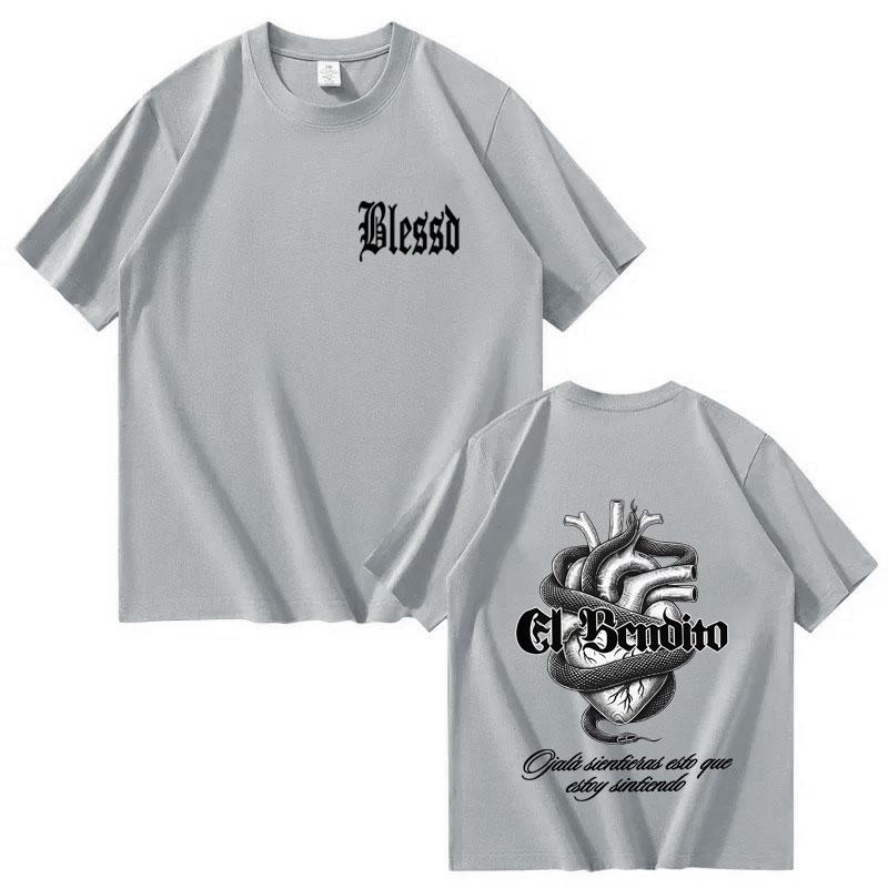 2025 Pop Rapper Blessing Harajuku Graphic High-quality T-shirt Fashion 2025 Summer Pure Cotton 100% Printed Loose T-shirt