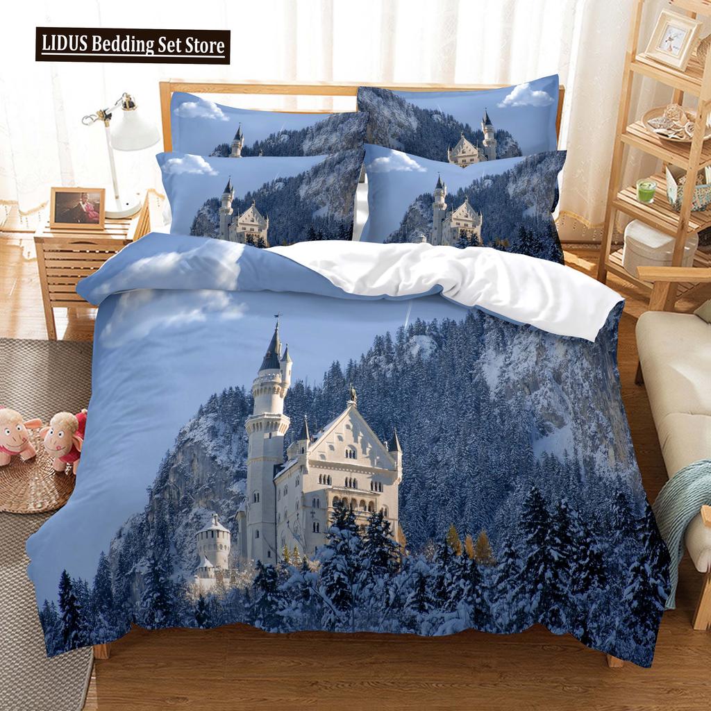 Building Famous Landscape Bedding Set For Bedroom Soft Bedspreads For Bed Home Comfortable Polyester Duvet Cover With Pillowcase