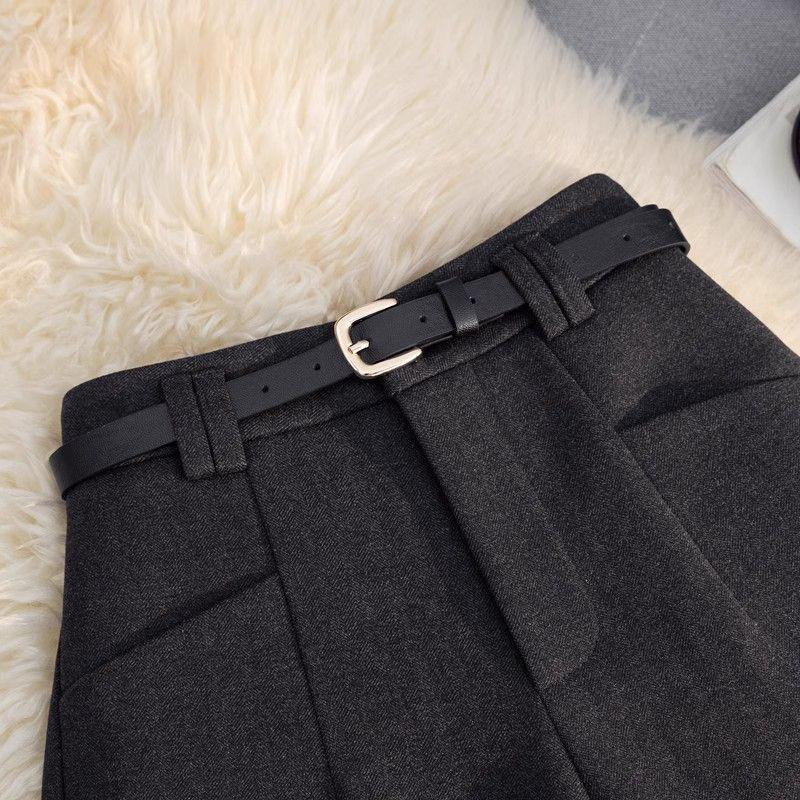 Women's High-Waisted A-Line Woolen Shorts, Autumn/Winter 2025 - Slim Fit, Versatile, Wide-Leg Design with 1 Pocket