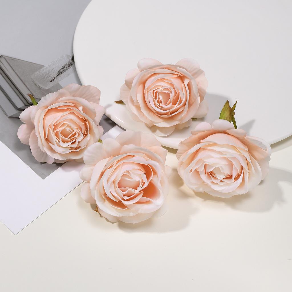 Retro Silk Rose Head Simulation Flower DIY Hair Accessories Material Wedding Flower Wall Decoration Fake Flower