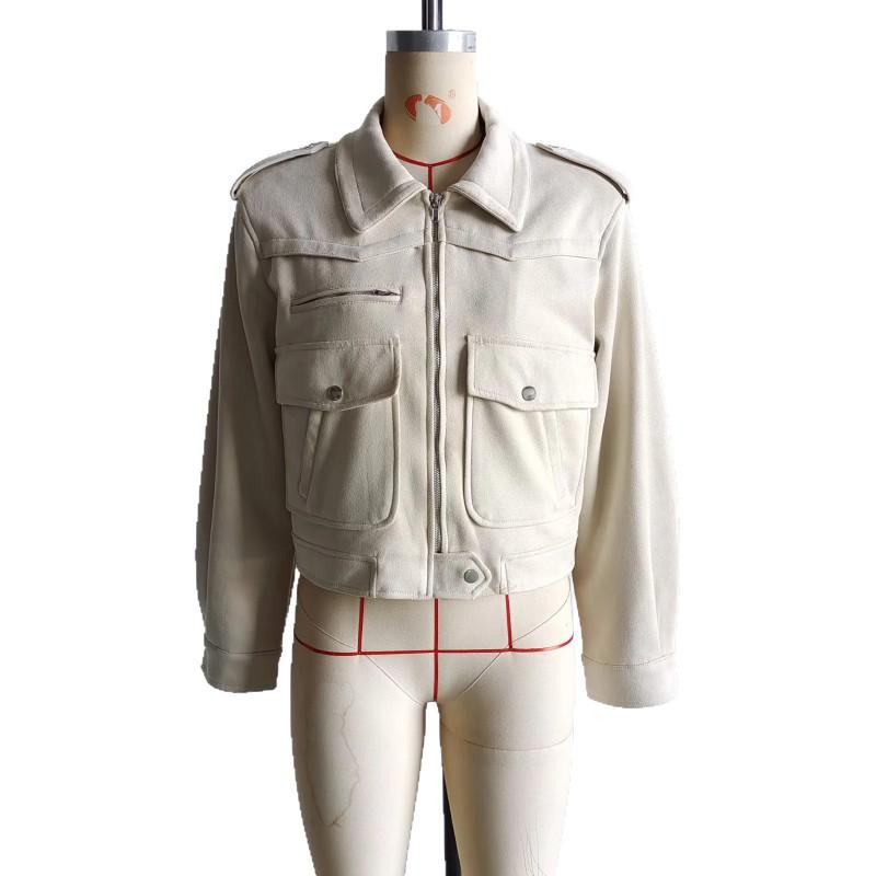 Womens Oversized Suede-Like Jacket With Notched Collar Streetwear Loose Fit Long Sleeve Cardigan Outerwear