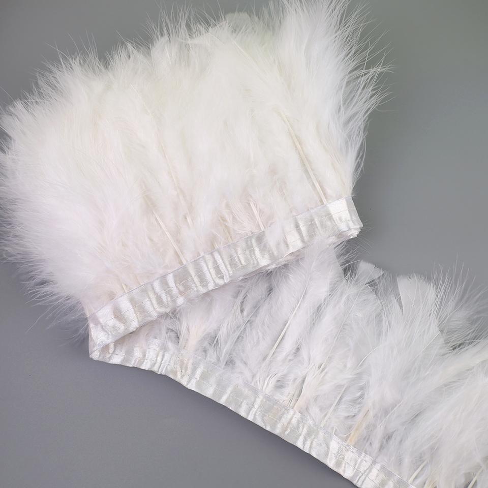 FeatherTurkey Feather Fringe 4-6inch Colorful Marabou Feather Tape for Handiwork Clothes Dress Handmade Cloth Strap Home Decoration