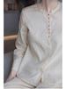 Autumn 2021 Retro Chinese Style Tussah Mulberry Silk Stand Collar Loose Long Sleeve Casual Women's Shirt