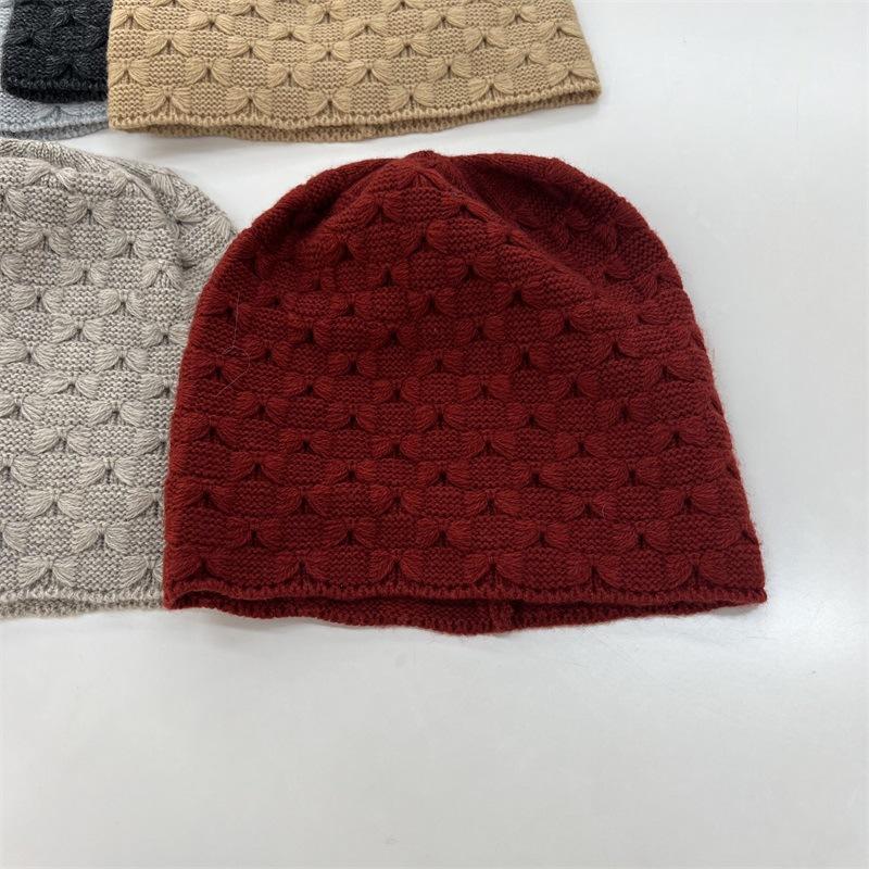 Elegant literary and artistic autumn and winter new cashmere hat hollow knitted wool hat warm bag head ear protection hat tide confinement hat