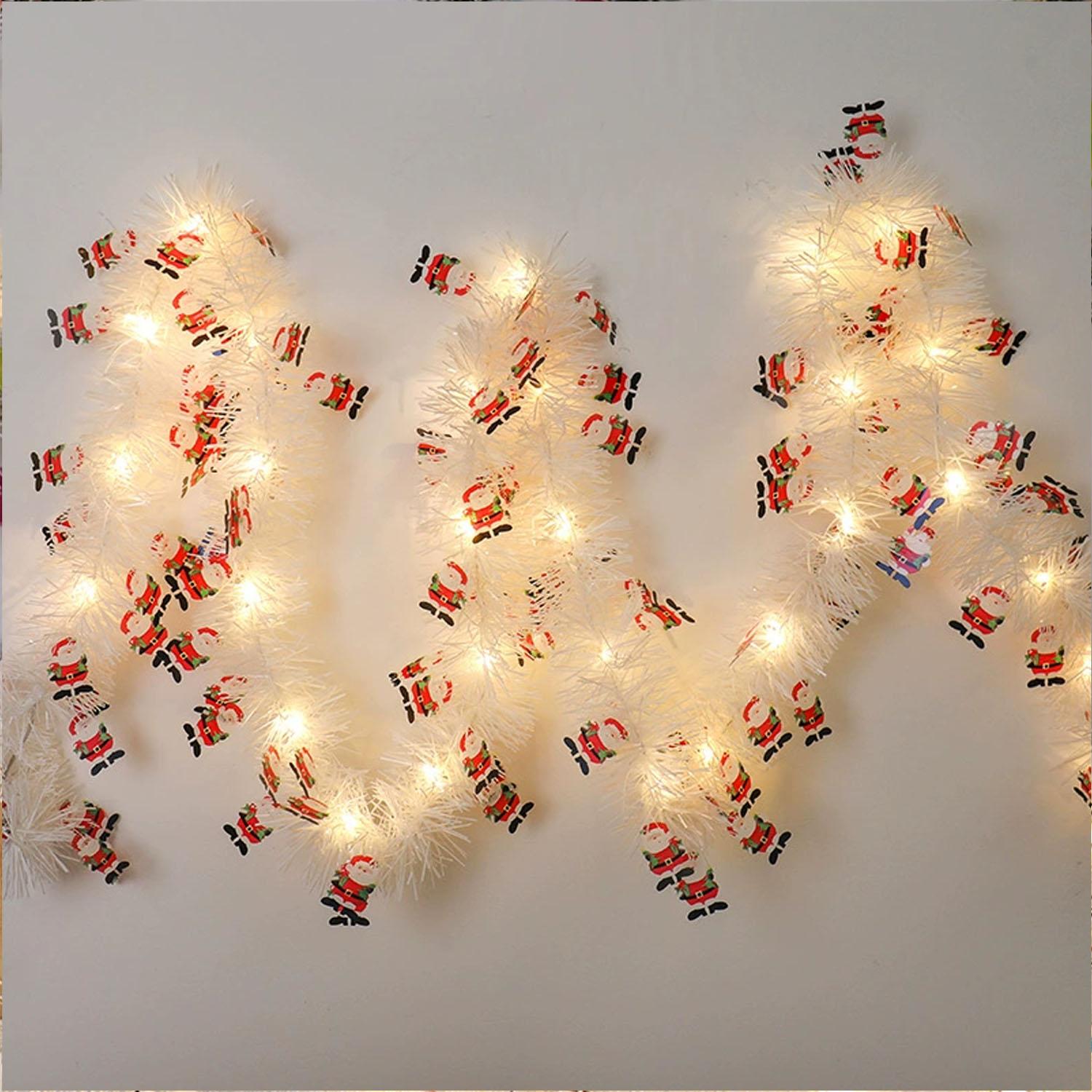 

2M 50LED Christmas Tree Tinsel Copper Wire Light Home Santa Claus Lights String Decor Christmas Colored Lamp Party Decoration