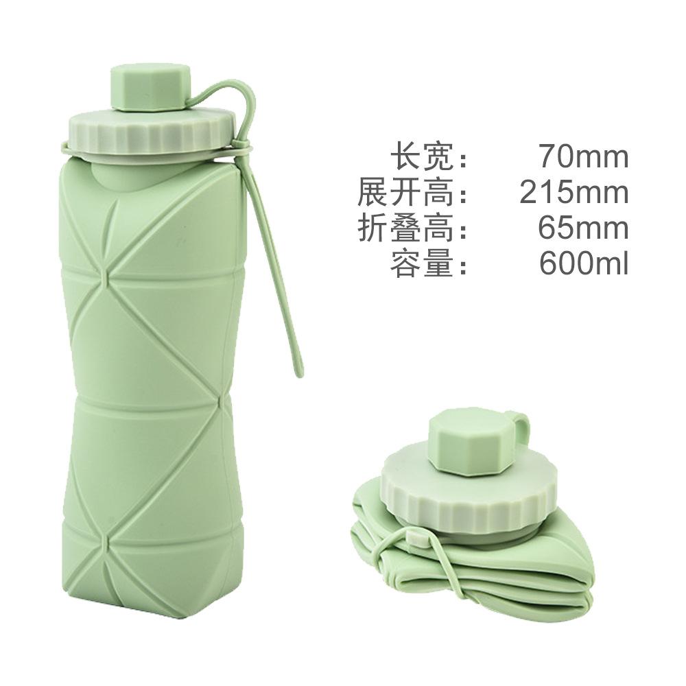 Silicone Folding Water Bottle Outdoor Portable Collapsible Water Bottle Sports Handle Diamond-Shaped Water Bottle