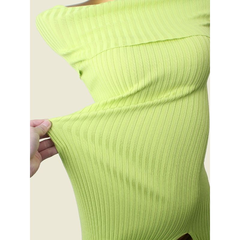 Foreign Trade Fashion Brand off-Neck Sexy Inner Wear High Slit Hip Skirt Inner Wear Knitted Sleeveless Dress