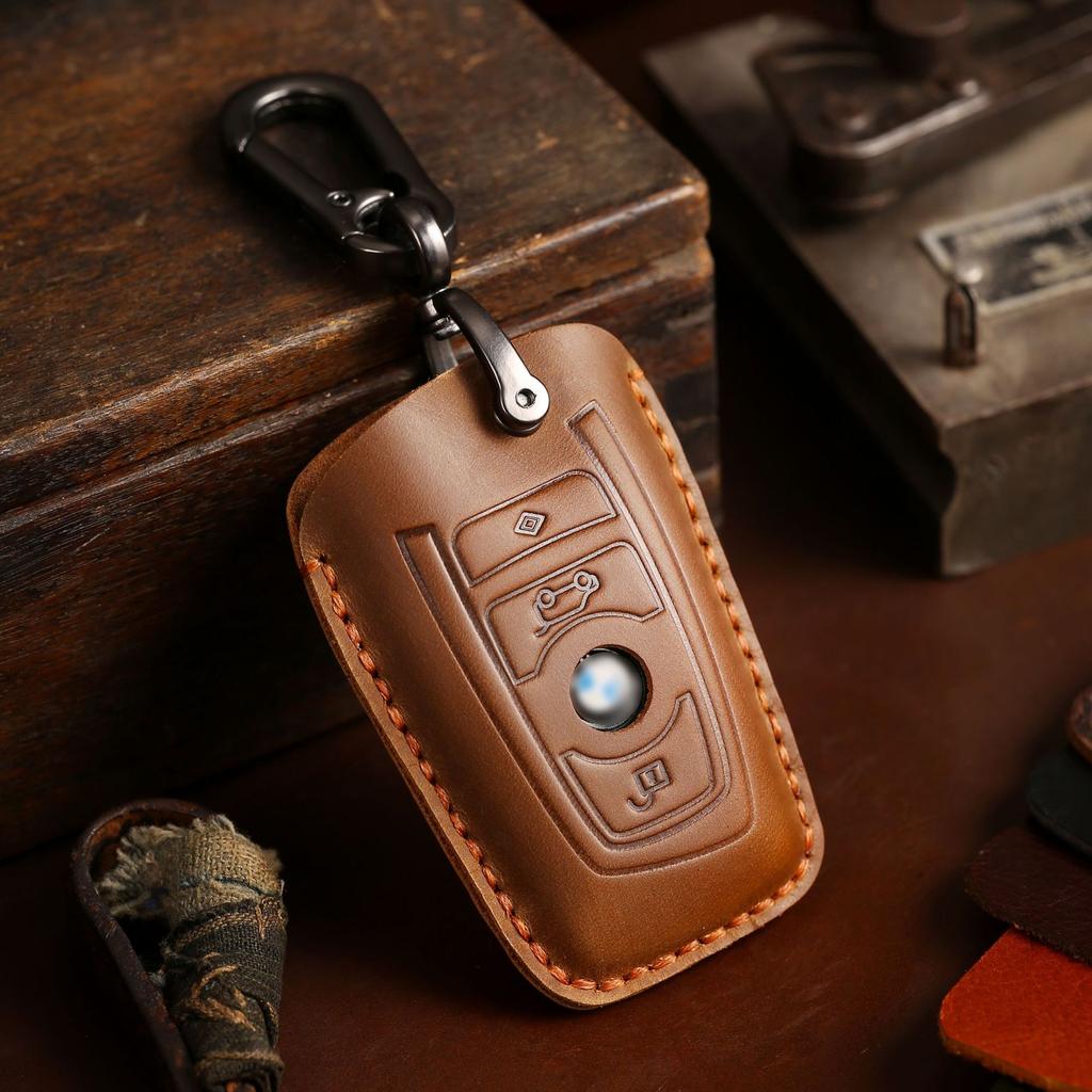 Suitable For Bmw Key Cover 3 Series 5 Series X3 First Layer Cowhide Purely Handmade Leather Car Key Cover