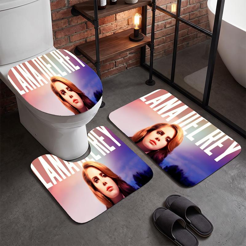 Lana Del Rey (33)Flannel Toilet 3 Piece Set Soft Bathroom Rug Non-Slip Toilet Seat Cover Bathroom Home Decor