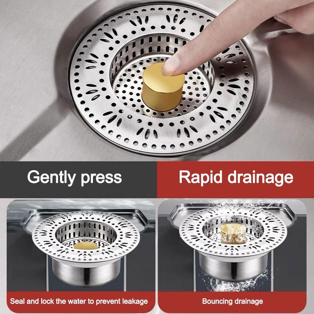 Pop-Up Sink Leak Stopper Stainless Steel Bounce Core Drainer Practical Food Catcher Strainer