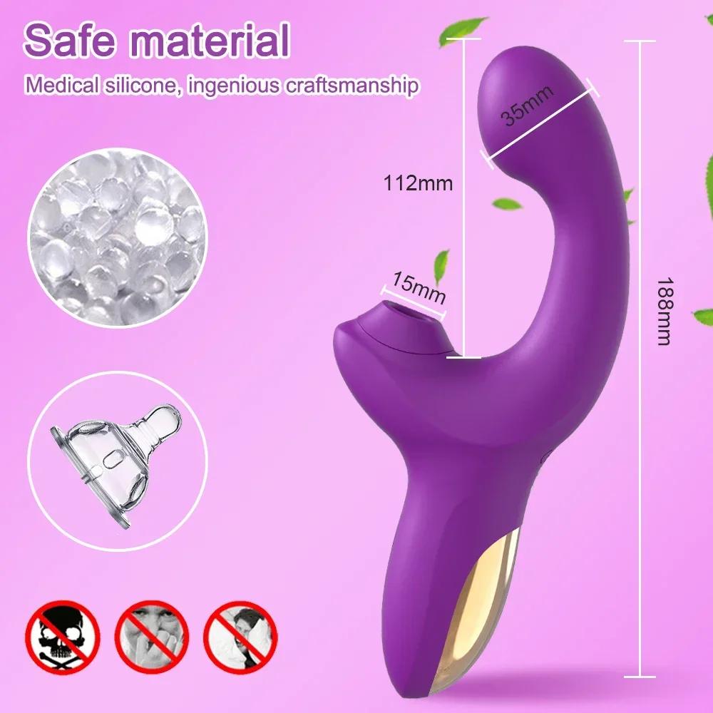 Powerful Sucking Dildo Vibrator for Women Female Clit Sucker Vacuum Clitoris Stimulator Finger Wiggling Vibrator Adult Sex Toy
