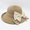Hepburn big edge crimped basin hat bow sunshade straw hat bucket hat fashion sunscreen beach hat elegant sun hat