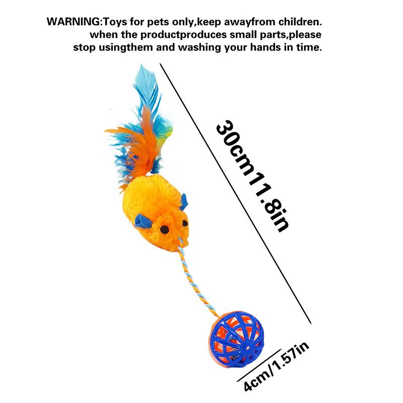 Cat Toys Interactive Mouse with Sounding Bell Ball Pet Chewing Toy Indoor Kitten Feather Mice Toy Set Pet Products Cat Supplies