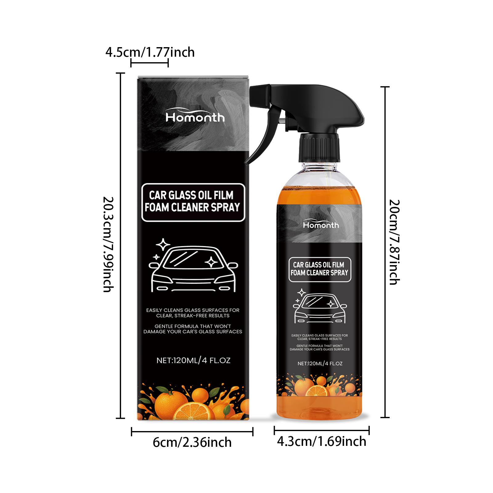 Car Glass Oil Film Cleaner Spray Glass Car Window Stain Remover Cleaning Agent Brightening Agent Quickly Cleans Removes Oil Film
