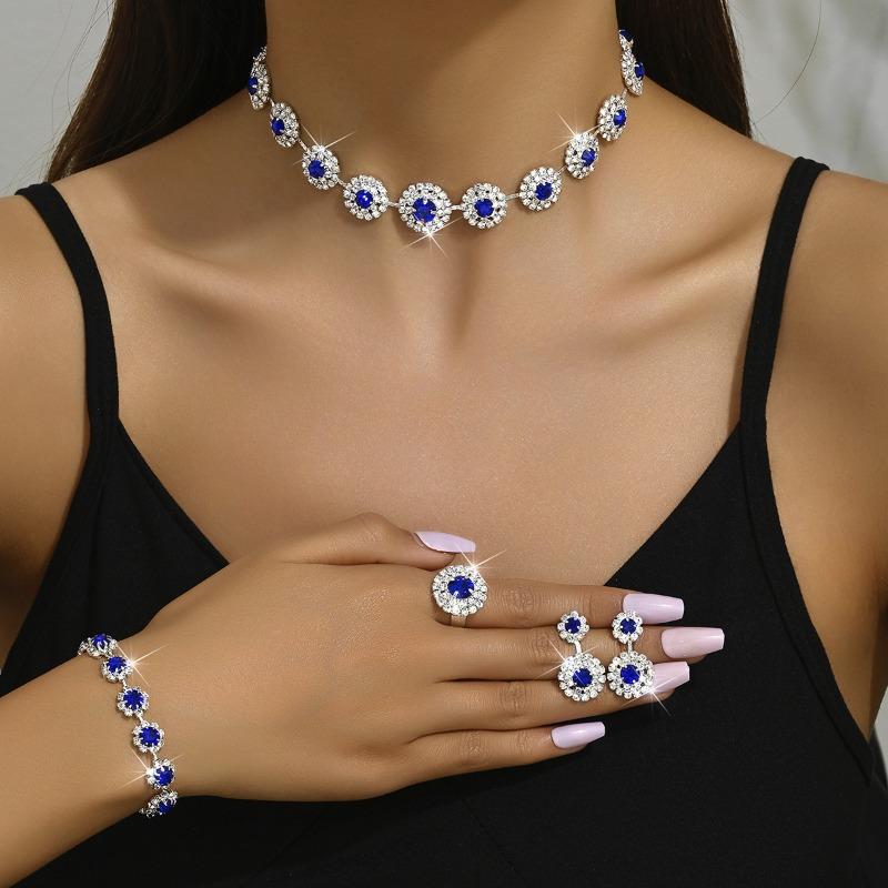 Meier Set of decorative jewelry: necklace, earrings, bracelet, ring - round minimalist set - dress accessories