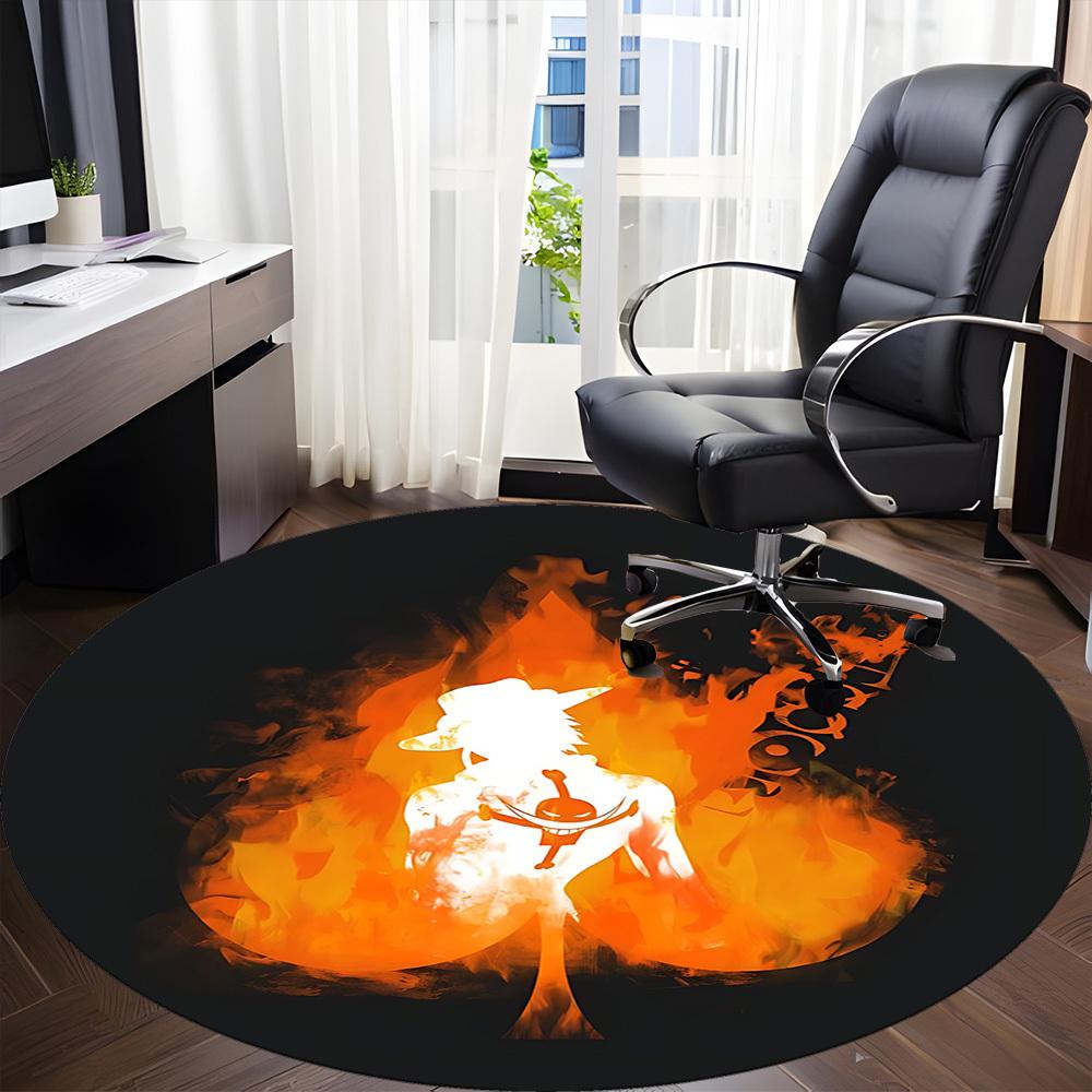 One Piece Portgas·D· Ace Office Round Area Rug, Under Office Chairs Bedroom Living Room Home Decor a0908195