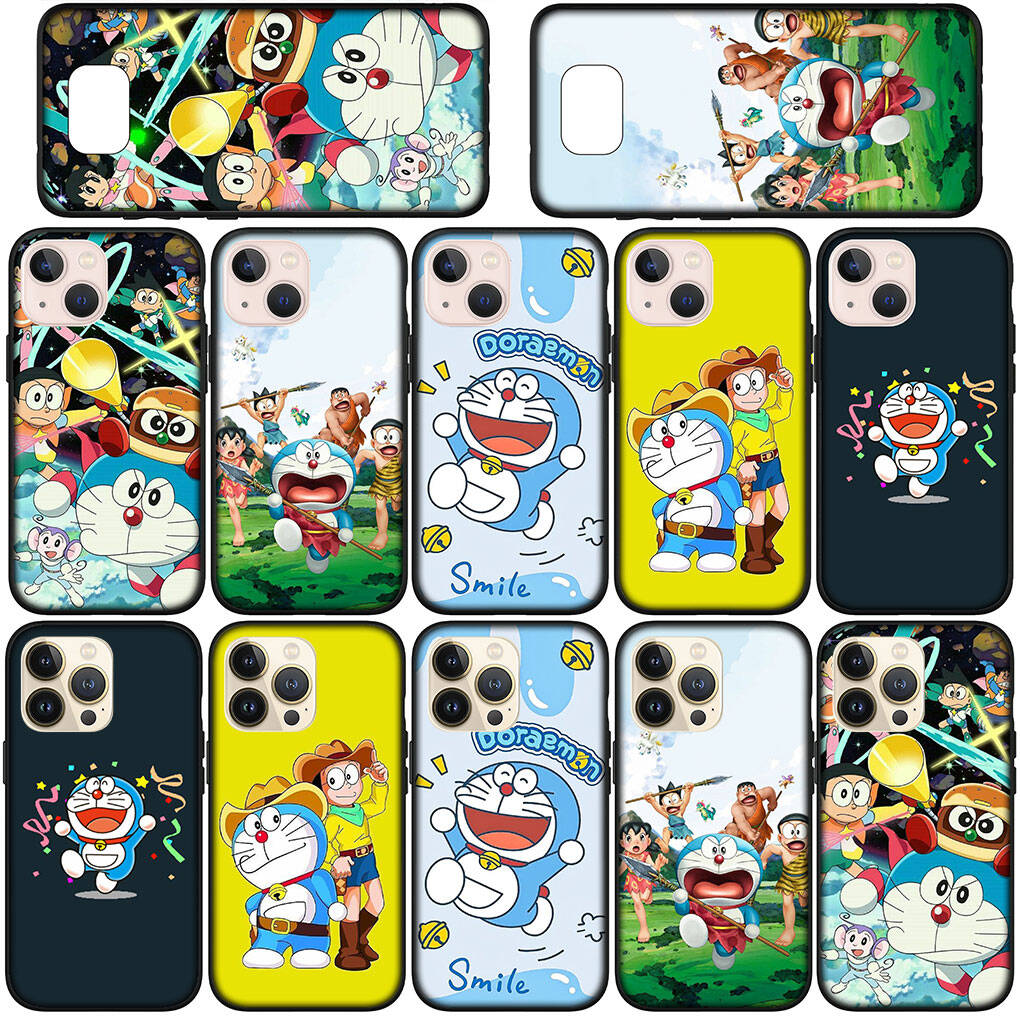Phone Case for iPhone 17 16 15 Plus XR 16E Huawei P30 P20 Lite Redmi Note 14 12 11 13 Pro Max OPPO A60 A80 A40 A18 A38 A17 A54 Cartoon Doraemon Cover