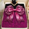 1Pc Gorgeous Bow Print Flannel Blanket, High Quality Comfortable for All Seasons, Home Decor, Warmth and Comfort, Perfect for Christmas Gifts W112