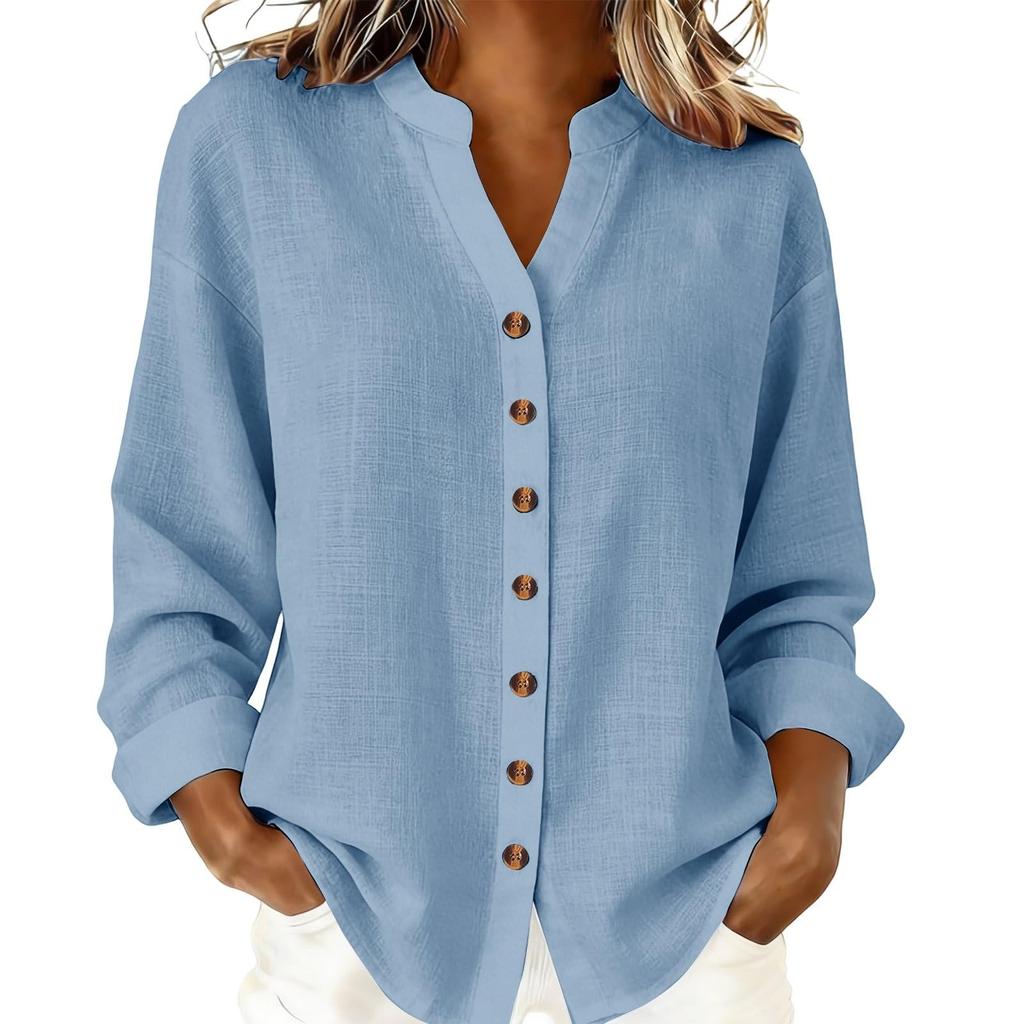Women's Fashion Casual -Colour Long-Sleeved Button-Front Cardigan Shirt T-Shirt Top
