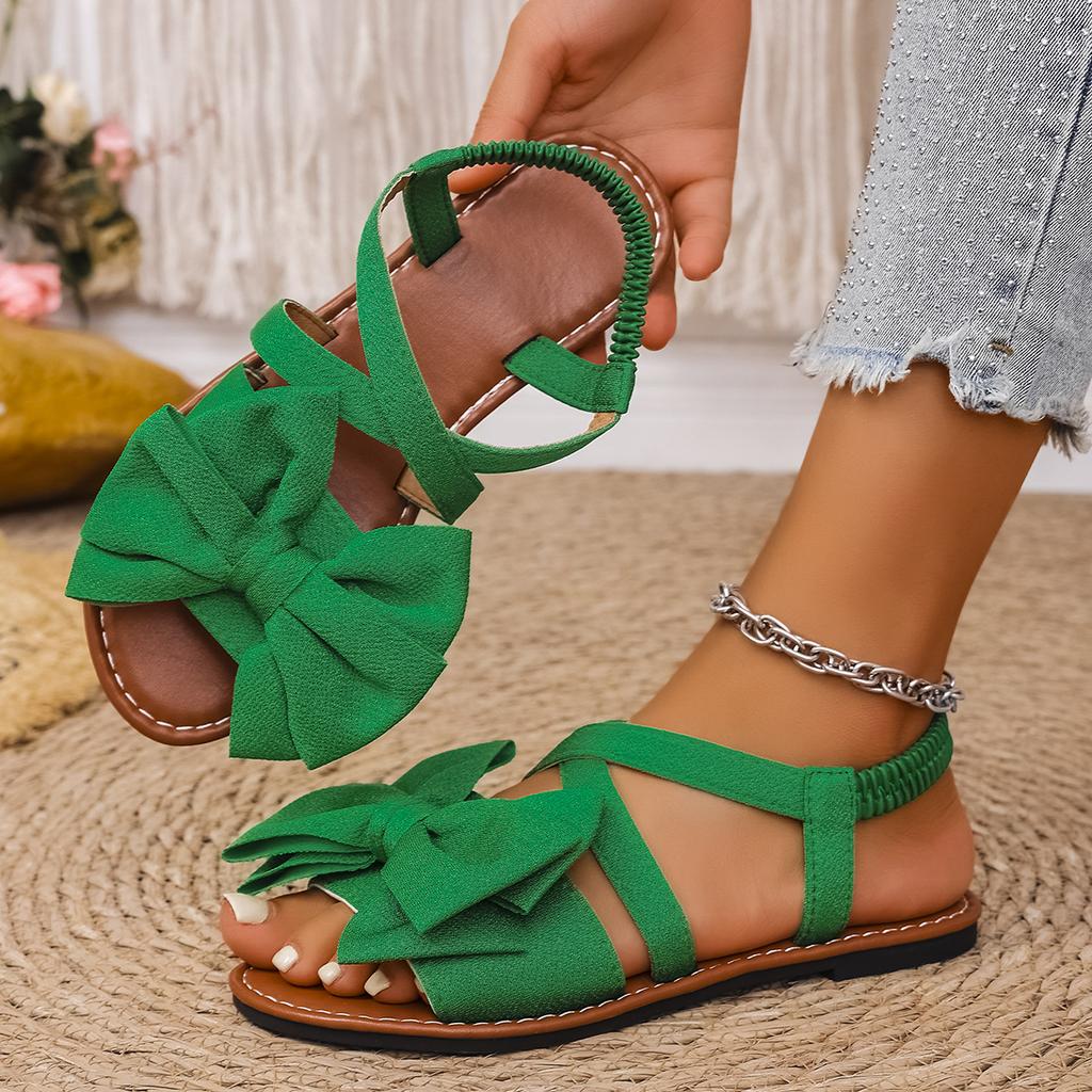 Fashion Women Anti-slip Trend Sandals 2025 New Fashion Beach Casual Flat Shoes Women Summer Lightweight Platform Outdoor Bow Tie Sandals