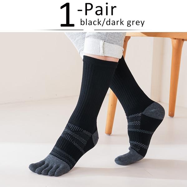 Sport 5 Finger Socks Man Long Compression Thick Solid Sweat-Absorbing Fitness Marathon Hiking Outdoor Basketball Calf Toe Socks