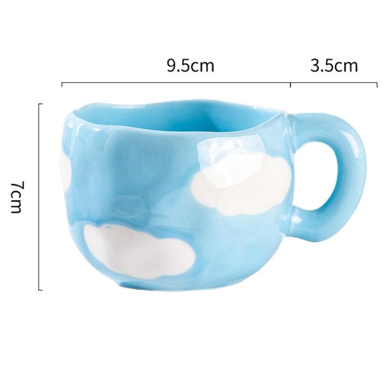 300ML Ceramic Mug Flower Heart Pattern Cute Hand Pinched Irregular Creative Style Coffee Cup Breakfast Milk Afternoon Tea Cups