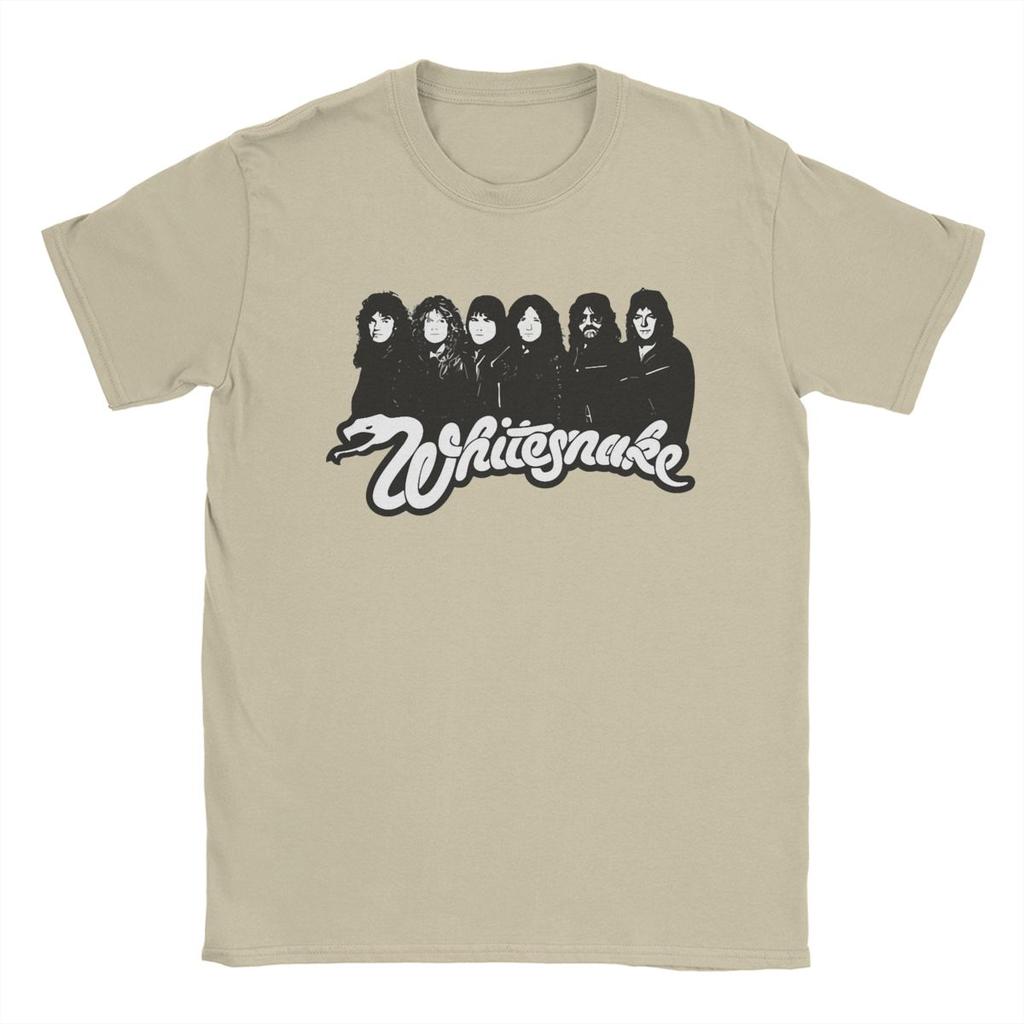 Funny Whitesnake Logo T-Shirt Men Round Neck Pure Cotton T Shirt Short Sleeve Tee Shirt Printing Tops