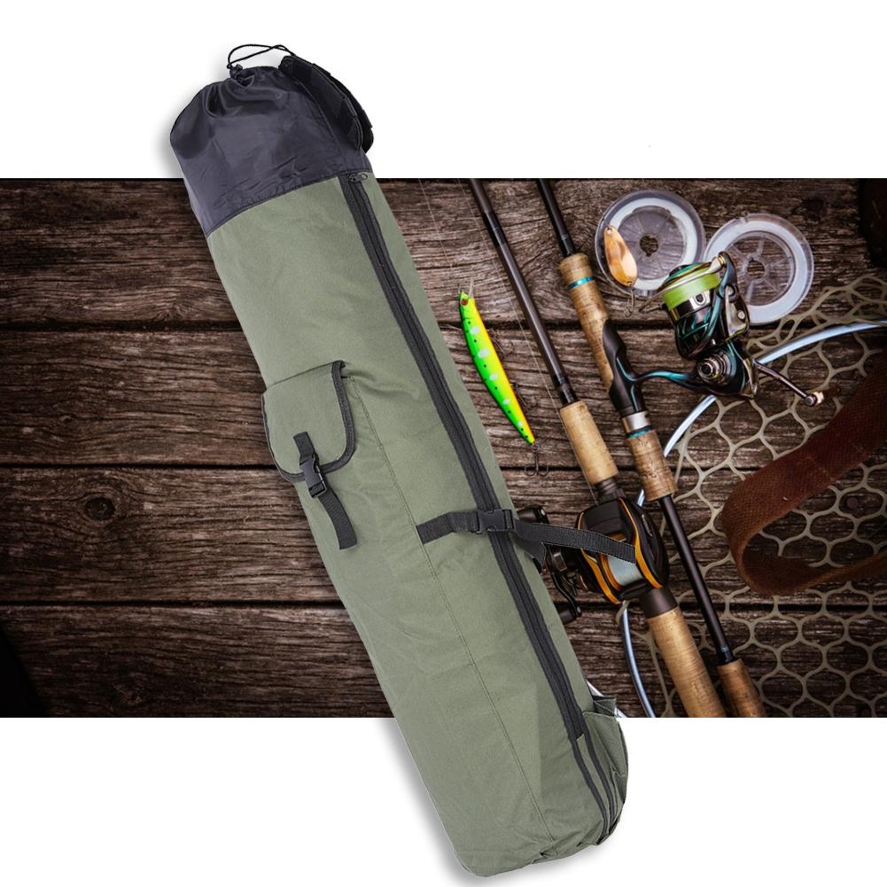 Large Capacity Nylon Fishing Rod Bag Fish Stick Reel Case Carrier Holder Storage Tackle Pouch Accessory(greenblack )