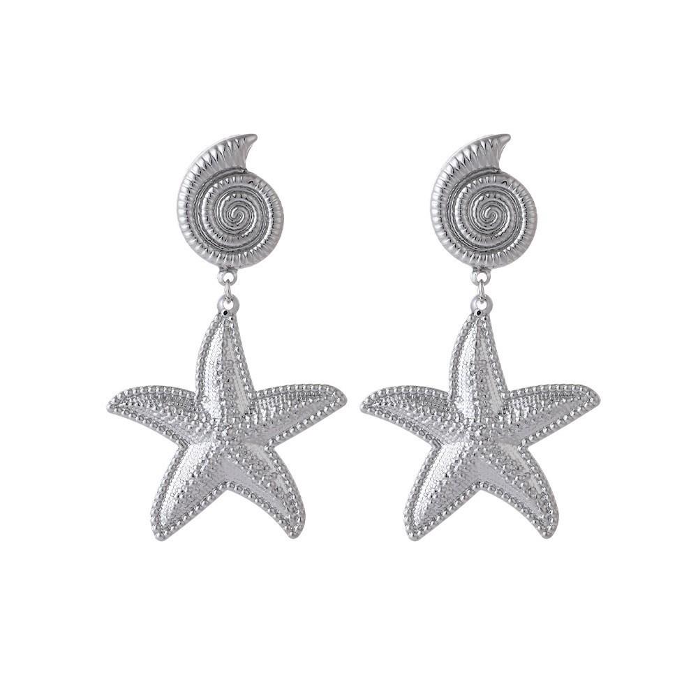 Starfish Metal Wind Earrings: Creative Star-Shaped Ear Drops for Women, Fashionable and High Quality