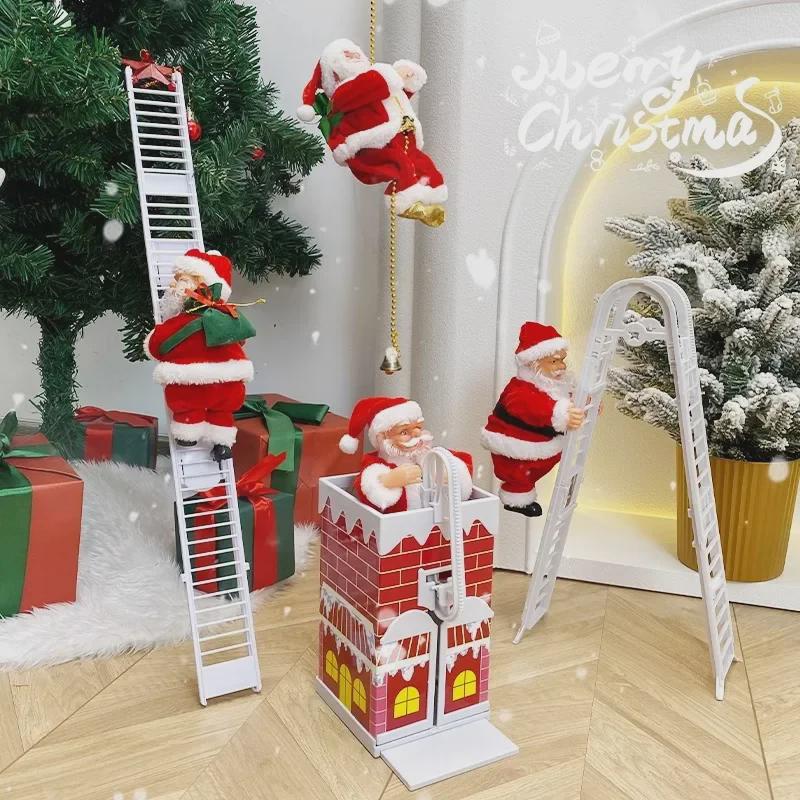 Electric Climbing Santa Music Pendant – Christmas Parachute Ladder Decoration