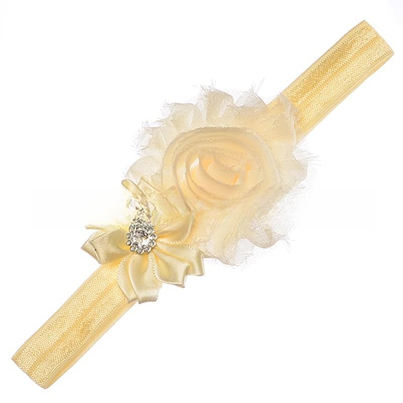European Childrens Fabric Flower Hairband With Crystal Accents For Baby Girls