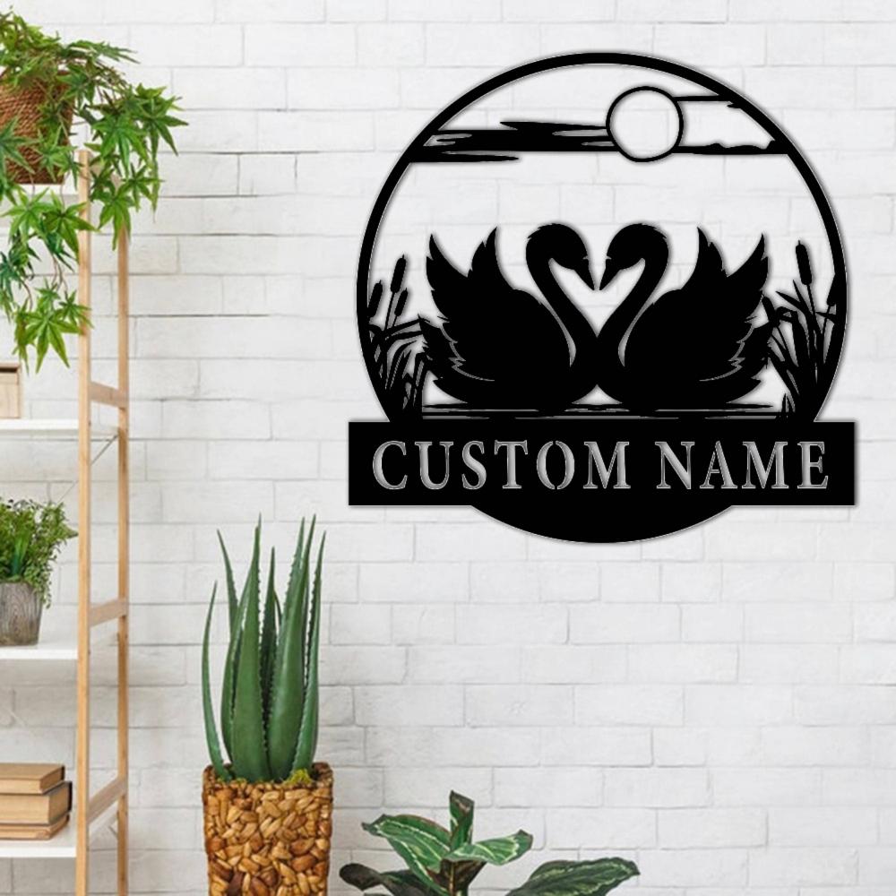 Customizable Metal Swan Sign Outdoor Garden Decor Holiday Gift