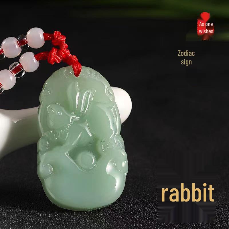 Zodiac Animals Jade Green Pendant Necklace - Protective Charm for Men and Women