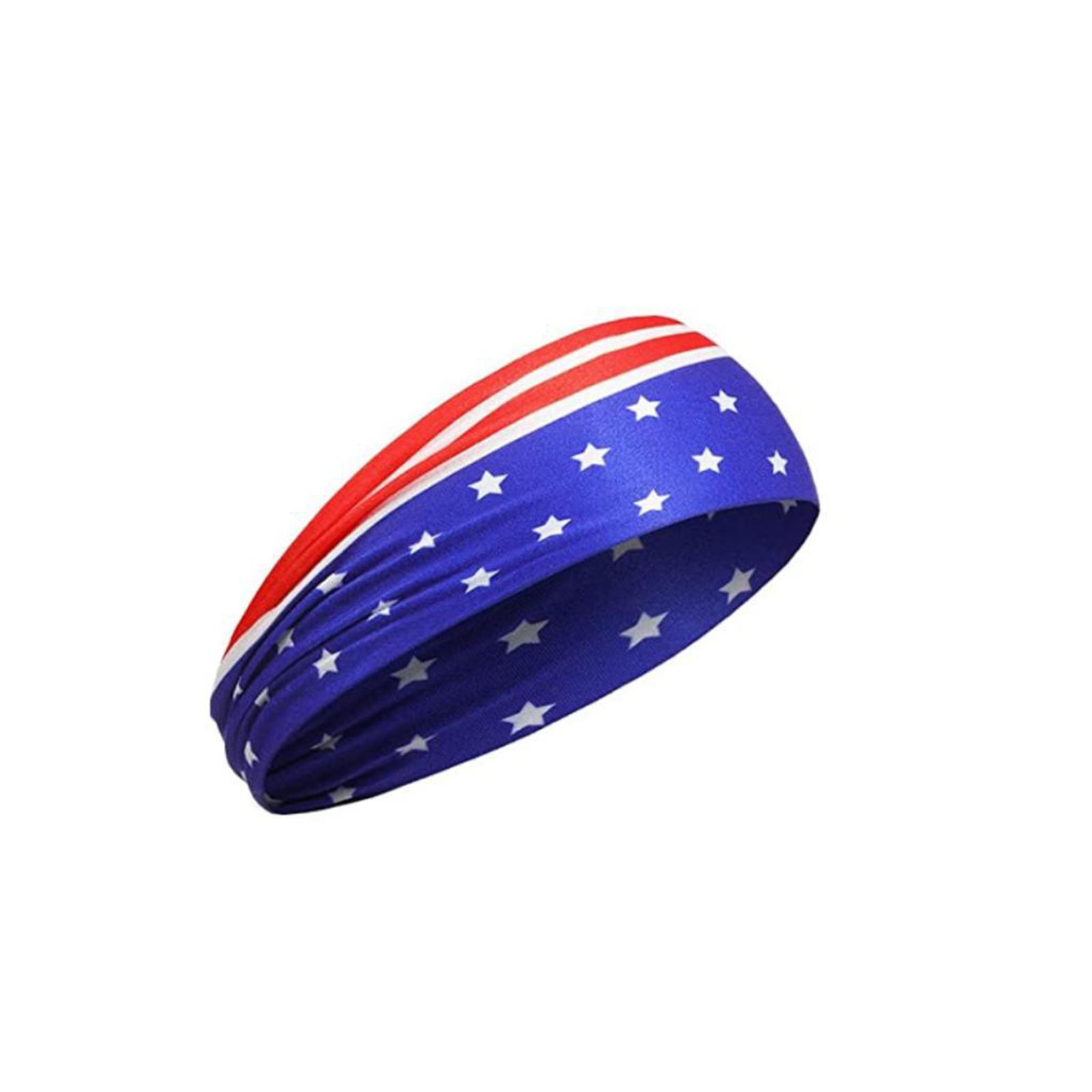

American Flag Independence Day Unisex Running Fitness Headband, Sports Yoga Sweatband, Elastic Cotton Headscarf One Size