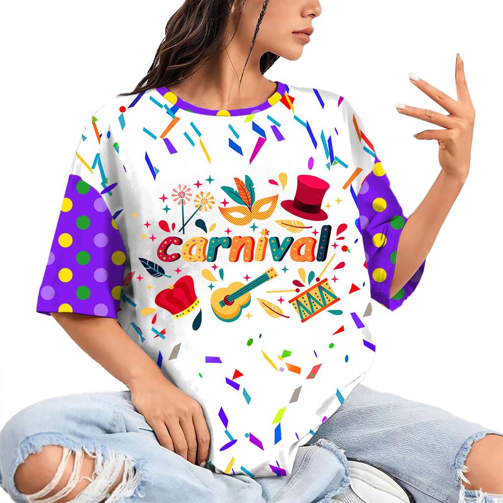Summer Round Neck 3D Print Top Fashionable Casual Hip Hop Short Sleeved Women's T-shirts