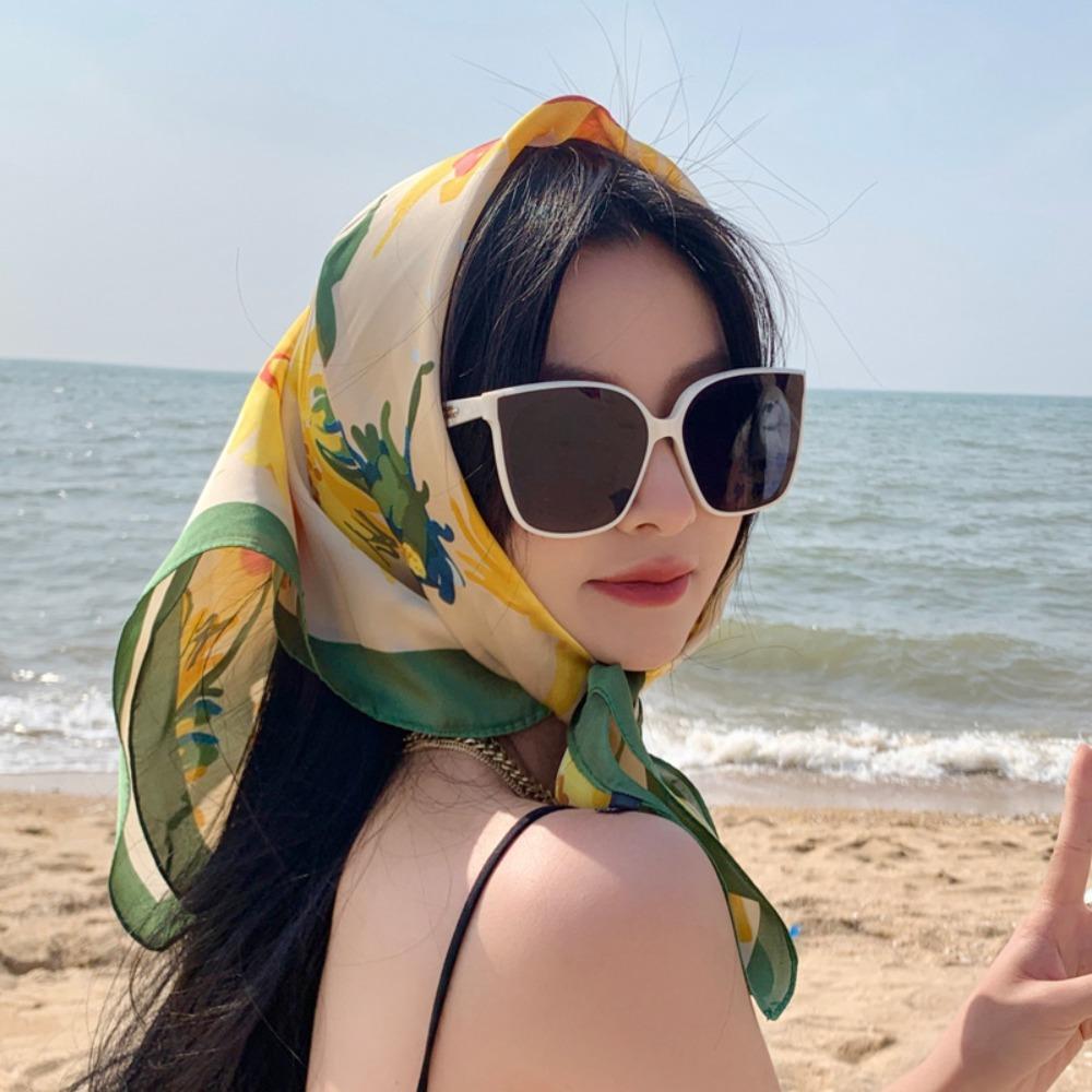 Sweet Triangle Headband French Pastoral Style Silk Scarf Korean Hair Scarf For Girl Women