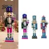 Vintage Style Ornament Wooden Nutcracker Figurine Hand Painted Christmas Soldier Ornament Bright Color Statue for Holiday Home Desktop Fireplace