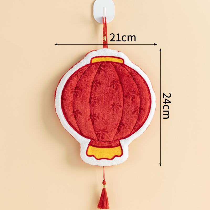 Coral Fleece Hand Towel Creative Spring Festival Hongbao Lucky Bag Thick Hand Towel Hanging Kitchen Bathroom Towel Small Gift