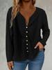 2025 Solid Color Women's Front Button Long Sleeve Cardigan - Simple, Casual, and Breathable Spring/Autumn Top