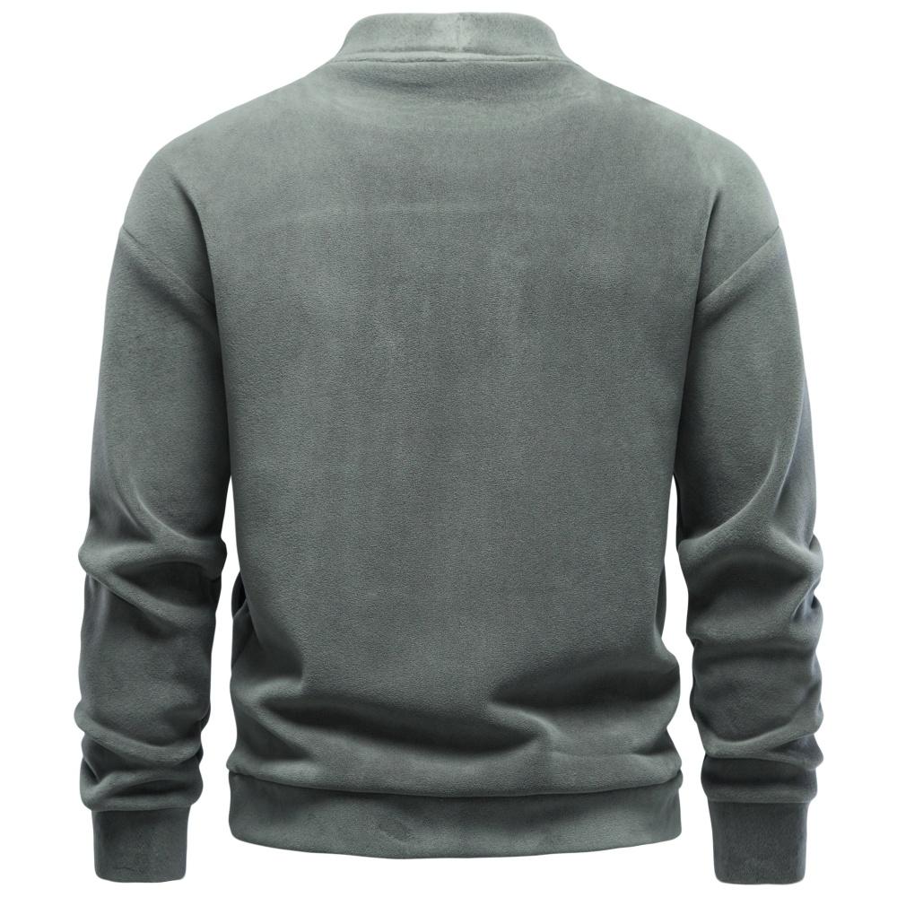 AIOPESON Men's Pullover Sweatshirt Mock Neck Solid Color Single Pocket Autumn Winter Casual Warm Loose Fit Long Sleeve Outerwear