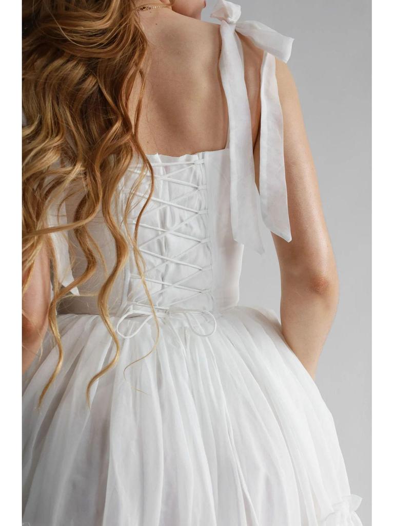 2026 European-American Fishbone Evening Gown: Women's Lace-up Puffy Skirt Dress