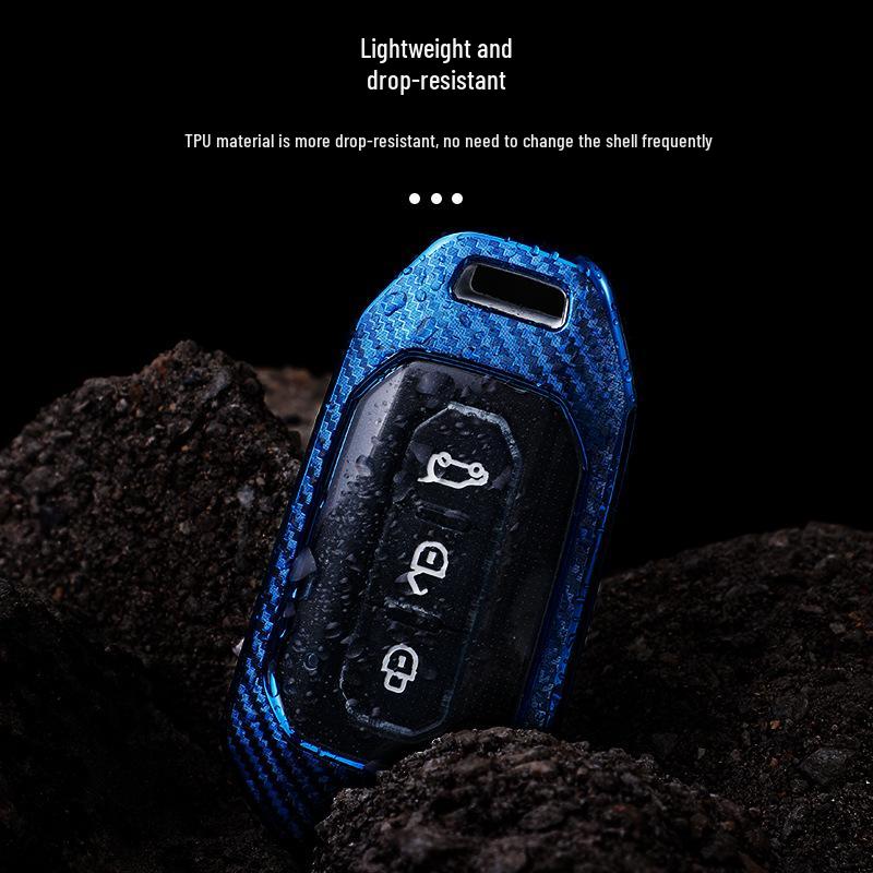 Ford Territory Folding Key Case - Carbon Fiber Pattern High-End Protection Shell.