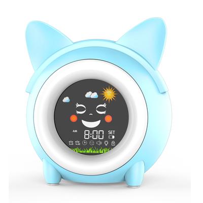 Budzik dla dzieci z uroczymi diodami LED, cyfrowy, funkcja alarmu, trener snu dla dzieci, zegar towarzyszący do sypialni, elektroniczny biurkowy