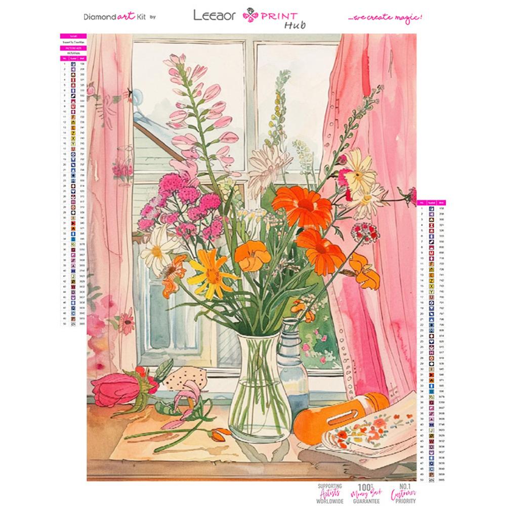 Flower 5D DIY Diamond Painting Landscape Diamond Embroidery Cross Stitch Set Full Round Diamond Mosaic Home Wall Decoration Gift